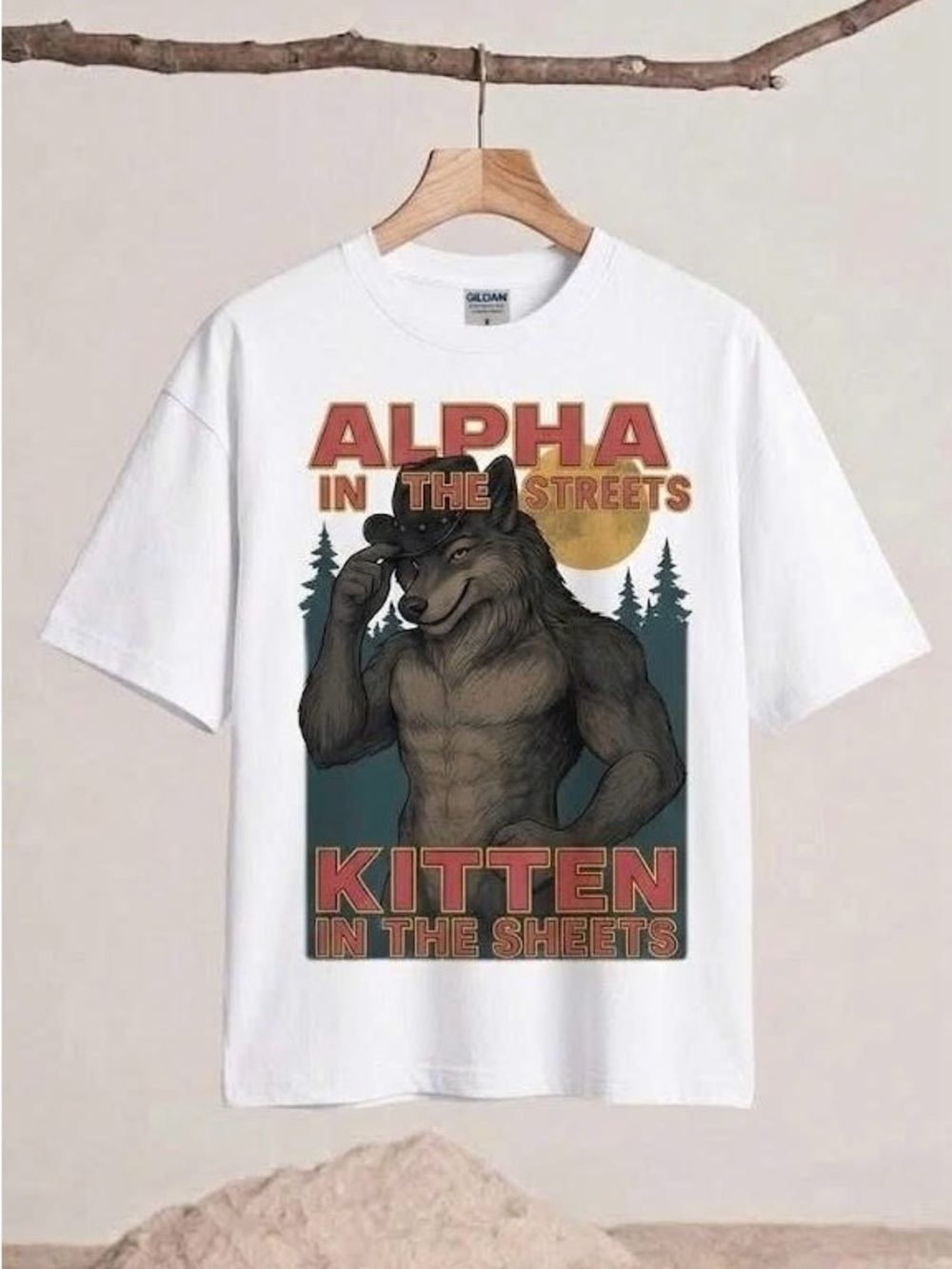 Alpha In The Streets Kitten In The Sheets T-Shirt Funny Wolf Meme Graphic Tee